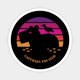 Retro Sunset Capybara Fan Club Magnet